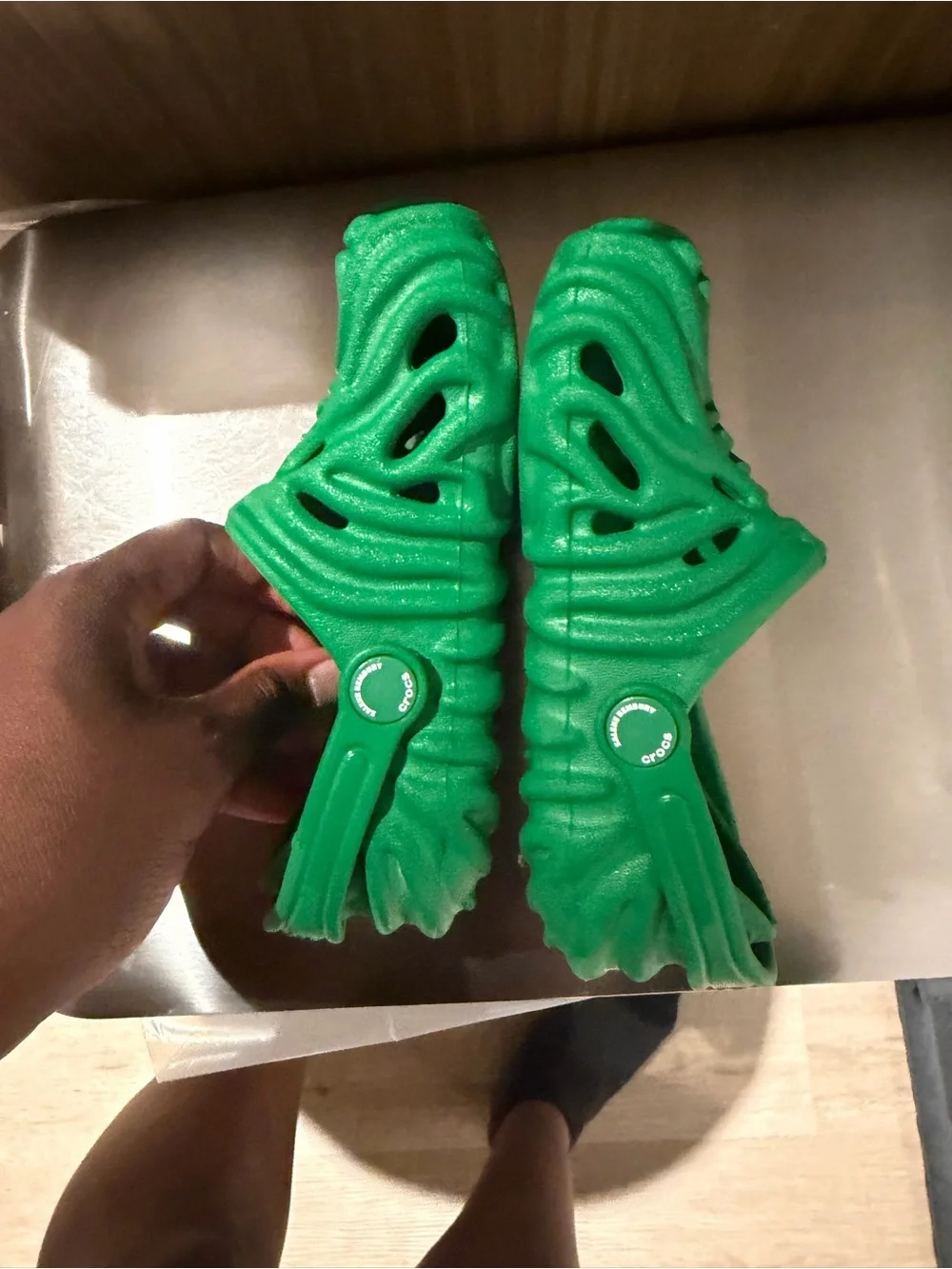 CROCS Kids' Green Sculpted Clog Sandals